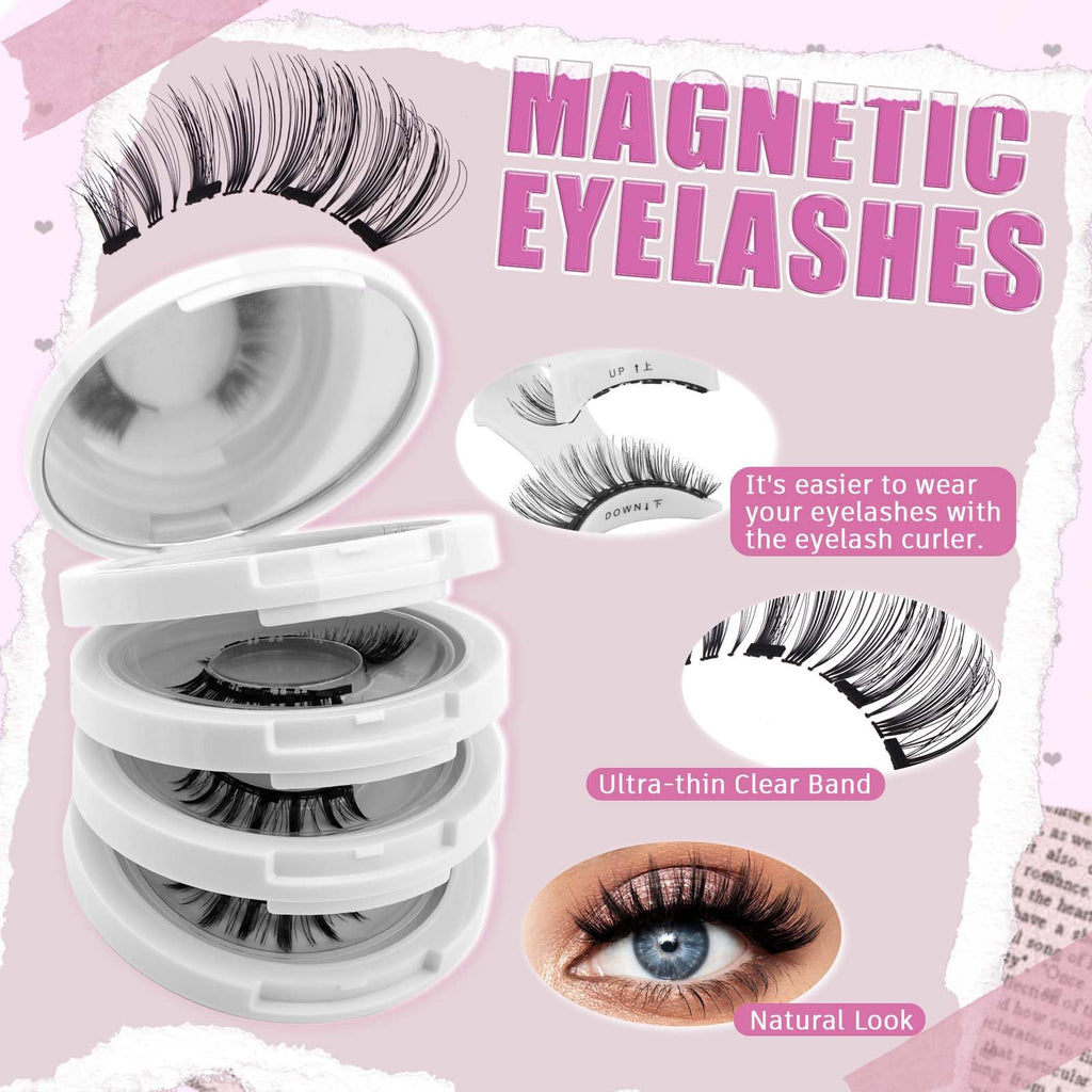 FADLASH Magnetic Eyelashes with Applicator – Reusable, Glue-Free, Natural Wispy Lashes (4 Pairs) S02
