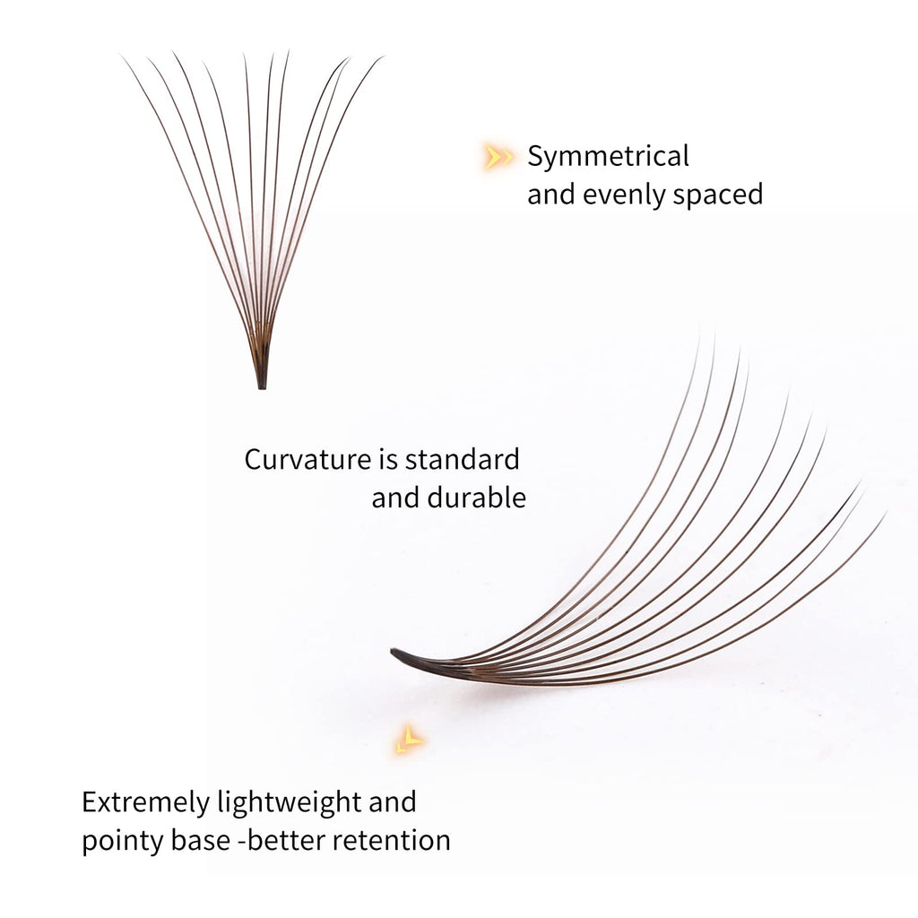 FADLASH Colored Lash Extensions 10D Premade Fans – 1000pcs Brown Mix (7D-16mm)