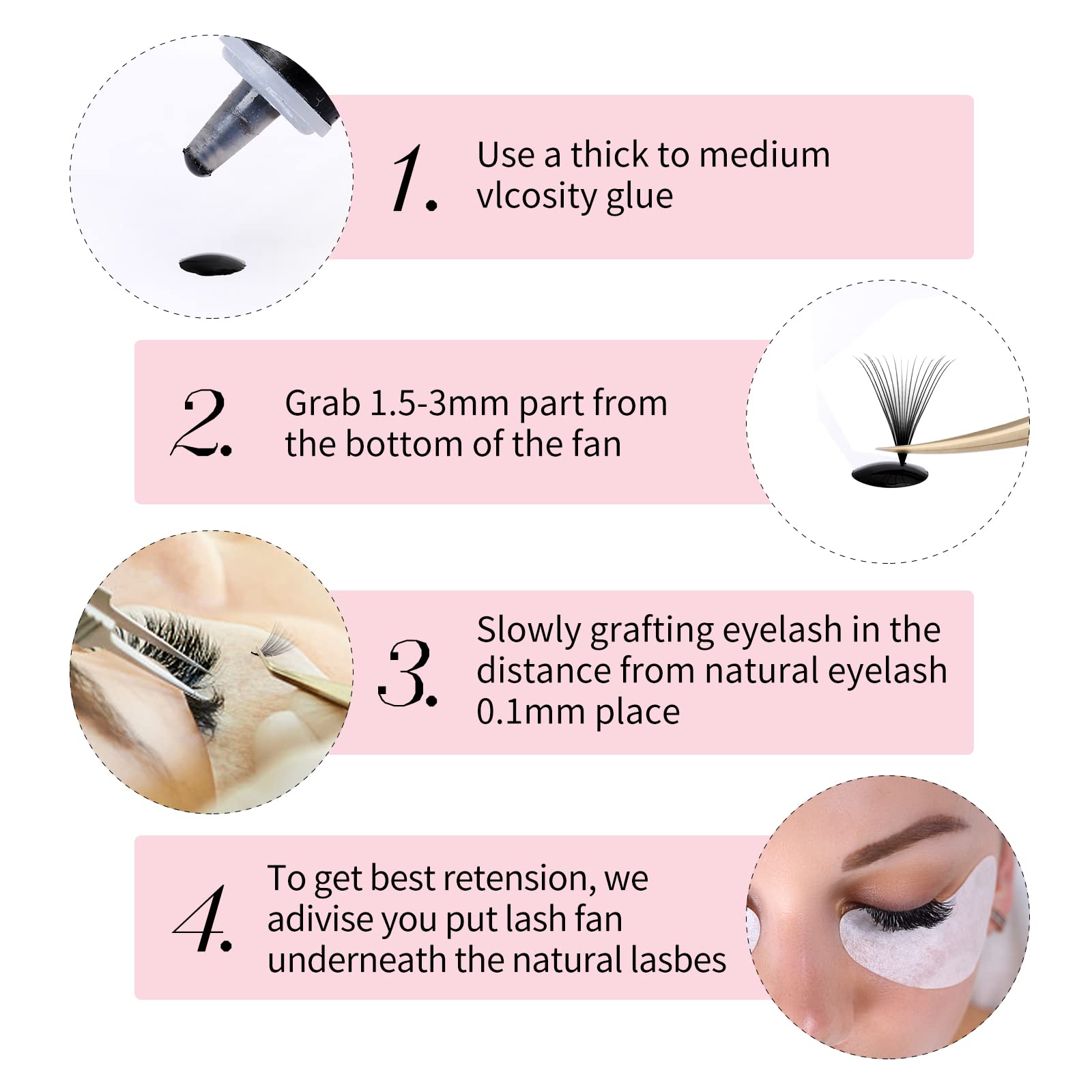 FADLASH 1000pcs Premade Lash Fans – 16D-0.05D, 15-20mm