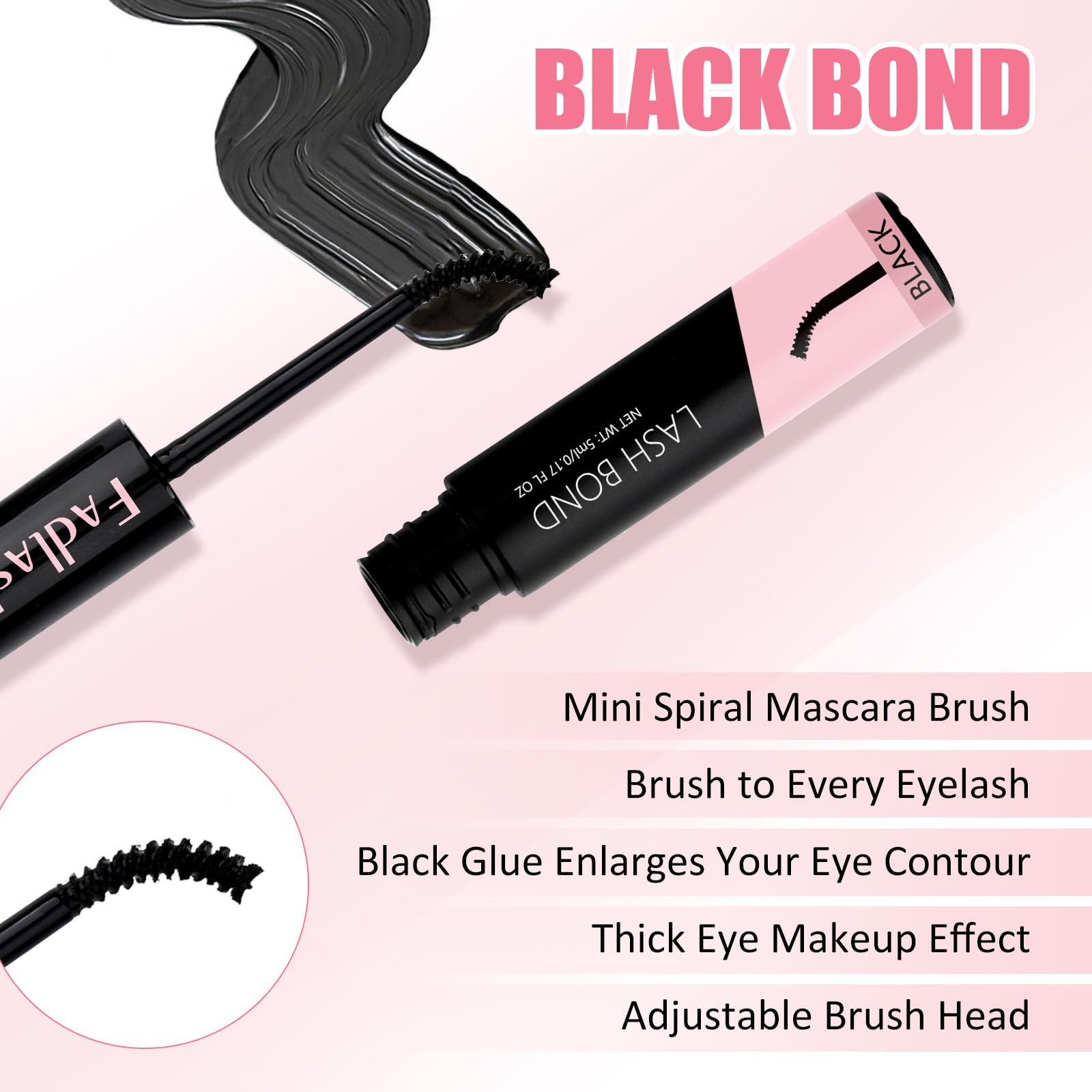 FADLASH 2-in-1 Cluster Lash Glue – Black & Clear, 72h Waterproof Hold