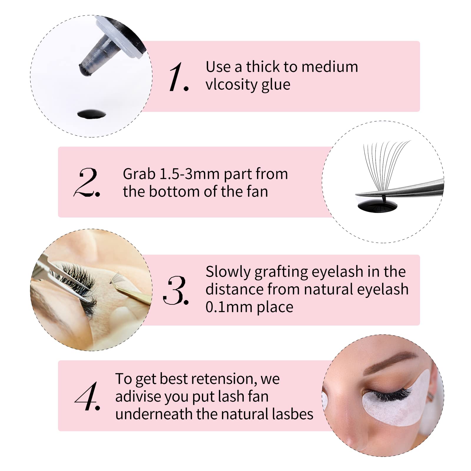 FADLASH Premade Lash Fans Tray 1000 – D Curl 10D-0.07D, 11-18mm