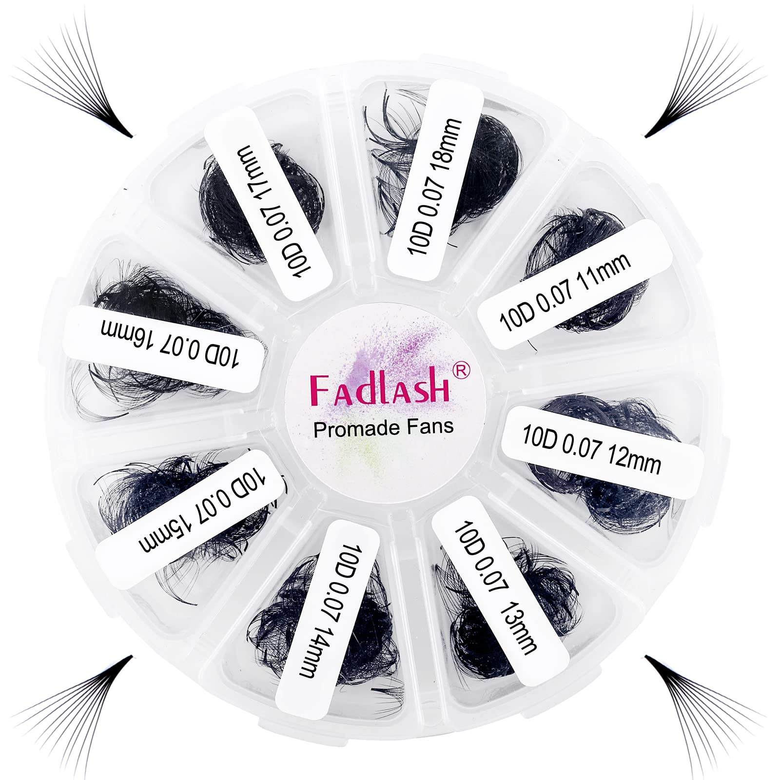 FADLASH Premade Lash Fans Tray 1000 – D Curl 10D-0.07D, 11-18mm