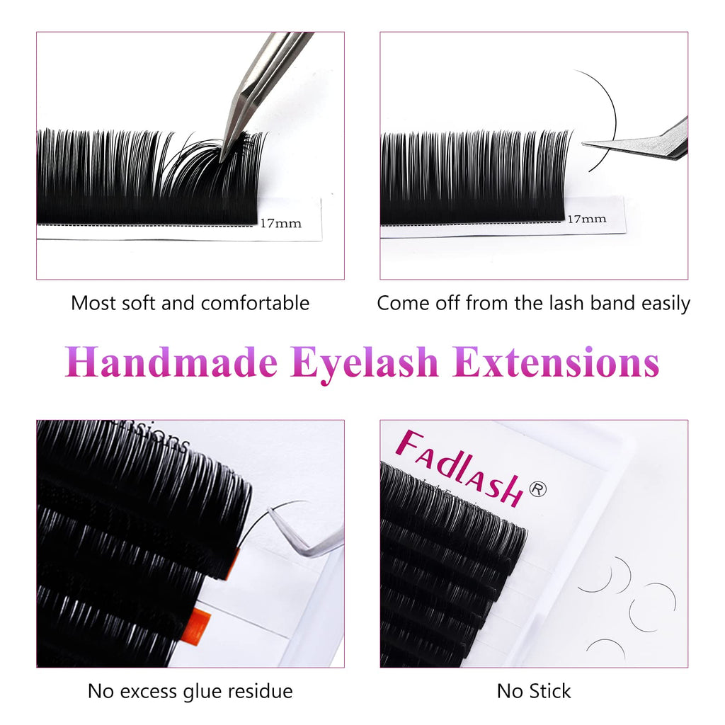 FADLASH Lash Extension 0.15 Classic — 11-19mm, J/B/C/CC/D/DD/LC/LD Curl, Professional Salon Use