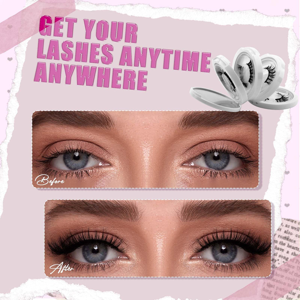 FADLASH Magnetic Eyelashes with Applicator – Reusable, Glue-Free, Natural Wispy Lashes (4 Pairs) S02