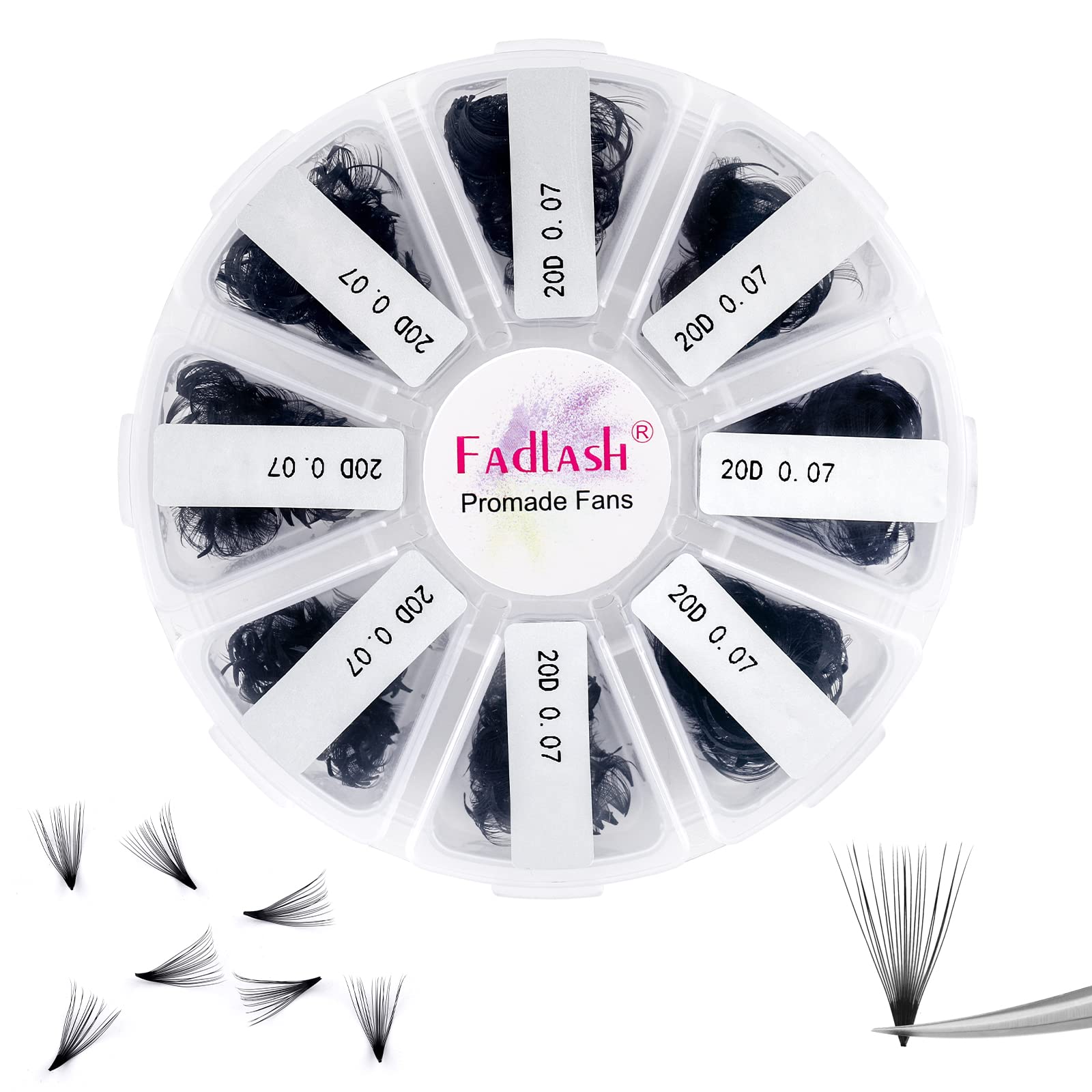 FADLASH Premade Fans Eyelash Extensions 1000-Pack | 20D-0.07C, 15–20mm