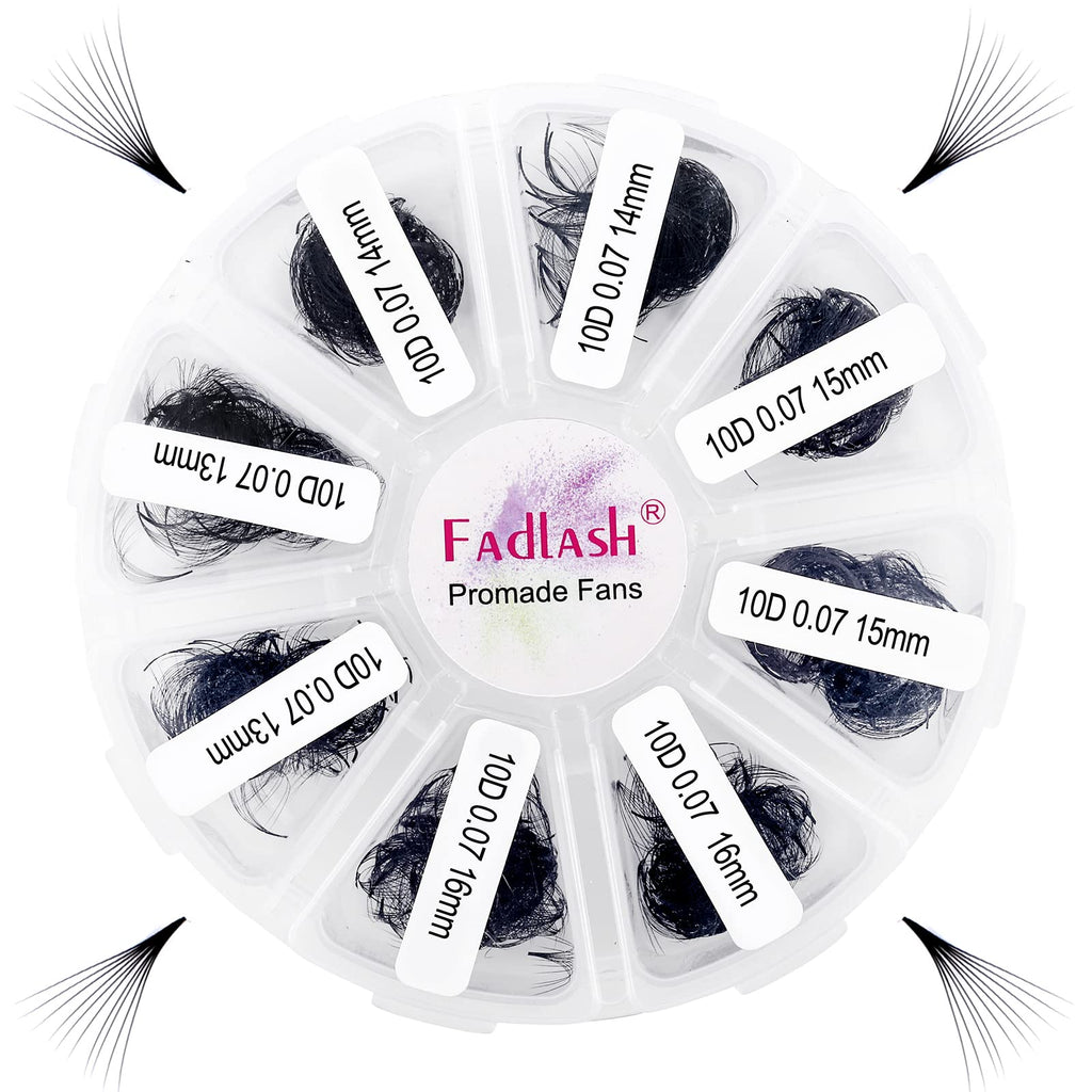 FADLASH Premade Fans Eyelash Extensions 1000-Pack | 10D-0.07C, 13-16mm