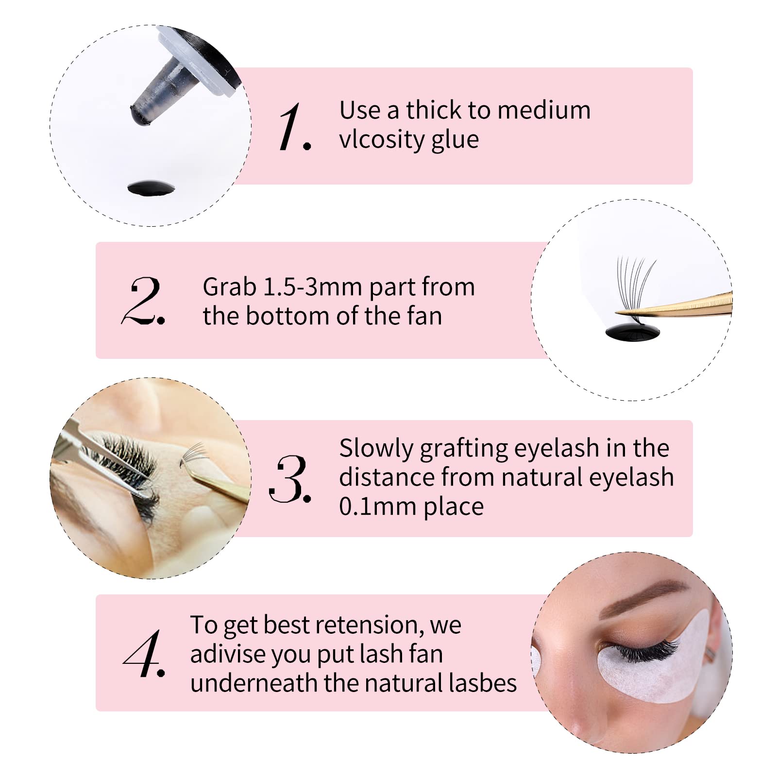 FADLASH Premade Fans Eyelash Extensions - 1000pcs, 8D-0.07C, 15-20mm | Easy, Budget-Friendly