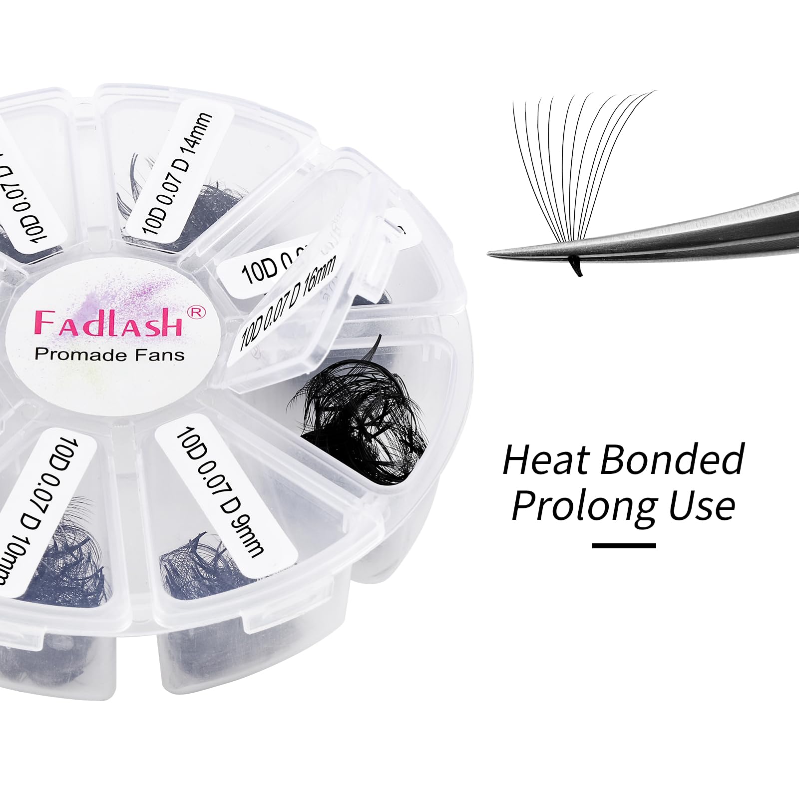 FADLASH Premade Fans Lash Extensions – 1000pcs Volume Fans, D Curl, 9–16mm (10D–20D)