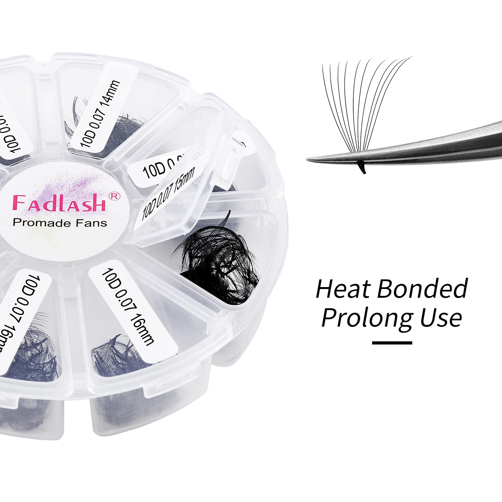 FADLASH Premade Fans Eyelash Extensions 1000-Pack | 10D-0.07C, 13-16mm