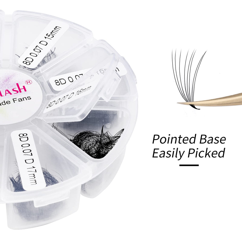 FADLASH Premade Fans Eyelash Extensions - 1000pcs, 8D-0.07C, 15-20mm | Easy, Budget-Friendly
