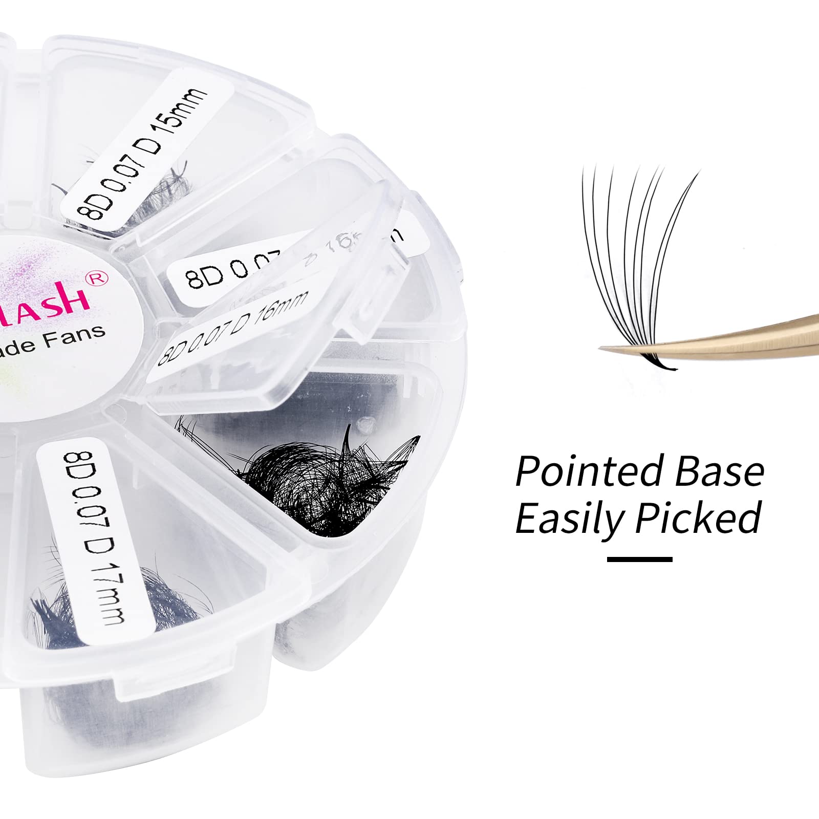 FADLASH Premade Fans Eyelash Extensions - 1000pcs, 8D-0.07C, 15-20mm | Easy, Budget-Friendly