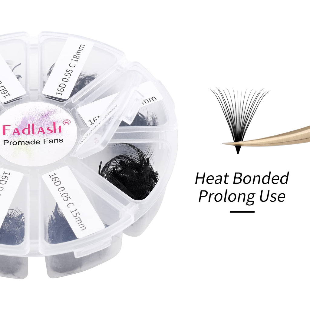 FADLASH 1000pcs Premade Lash Fans – 16D-0.05D, 15-20mm