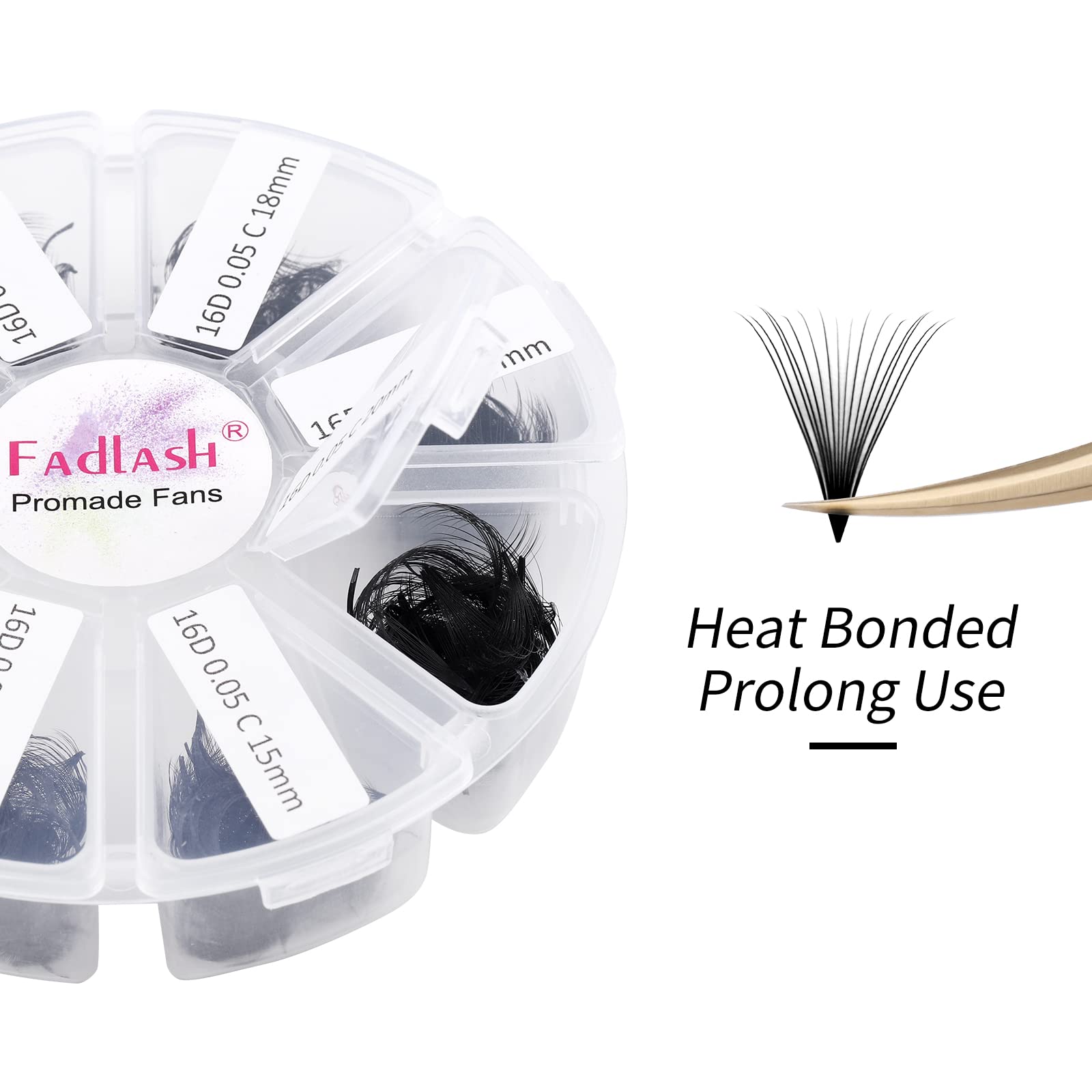 FADLASH 1000pcs Premade Lash Fans – 16D-0.05D, 15-20mm