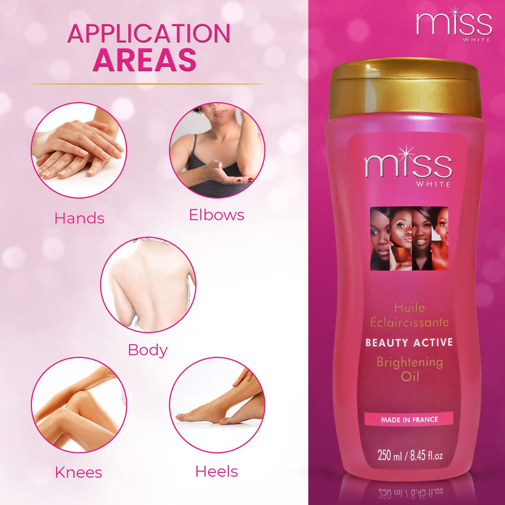 FAIR & WHITE Miss White Brightening Oil 250ml – Almond Oil & Lumiskin for Radiant, Even-Tone Skin