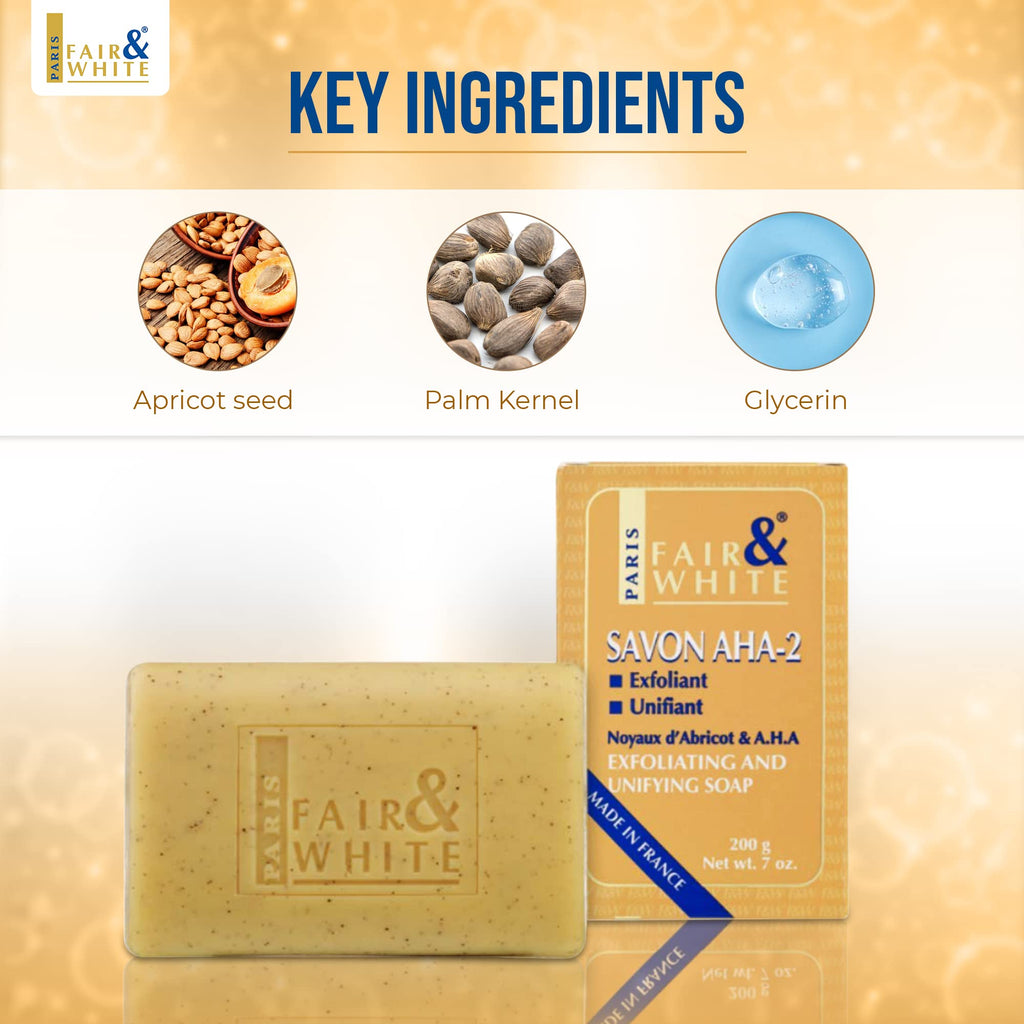 FAIR & WHITE Original AHA Exfoliating Soap – 200 g / 7 oz | Body Cleanse, Skin Prep, Hydroquinone Free