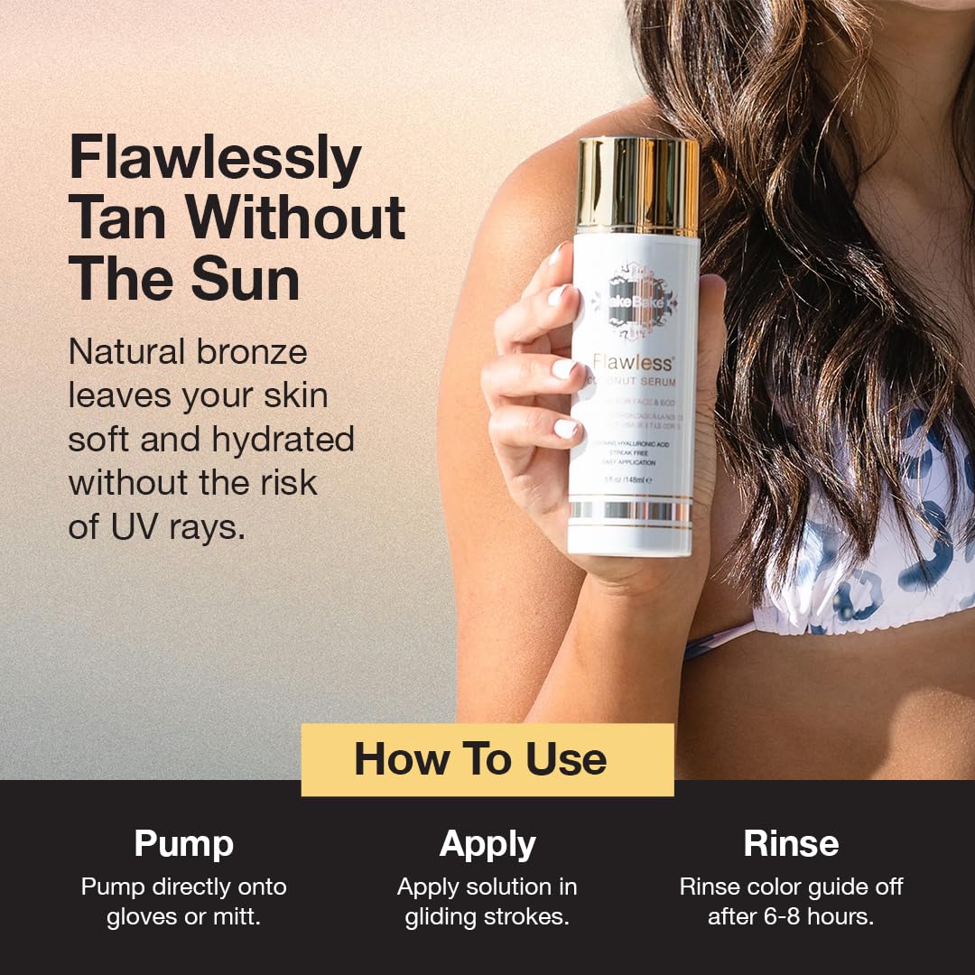 Fake Bake Flawless Coconut Sunless Tanning Serum with Hyaluronic Acid – Hydrating 5 oz