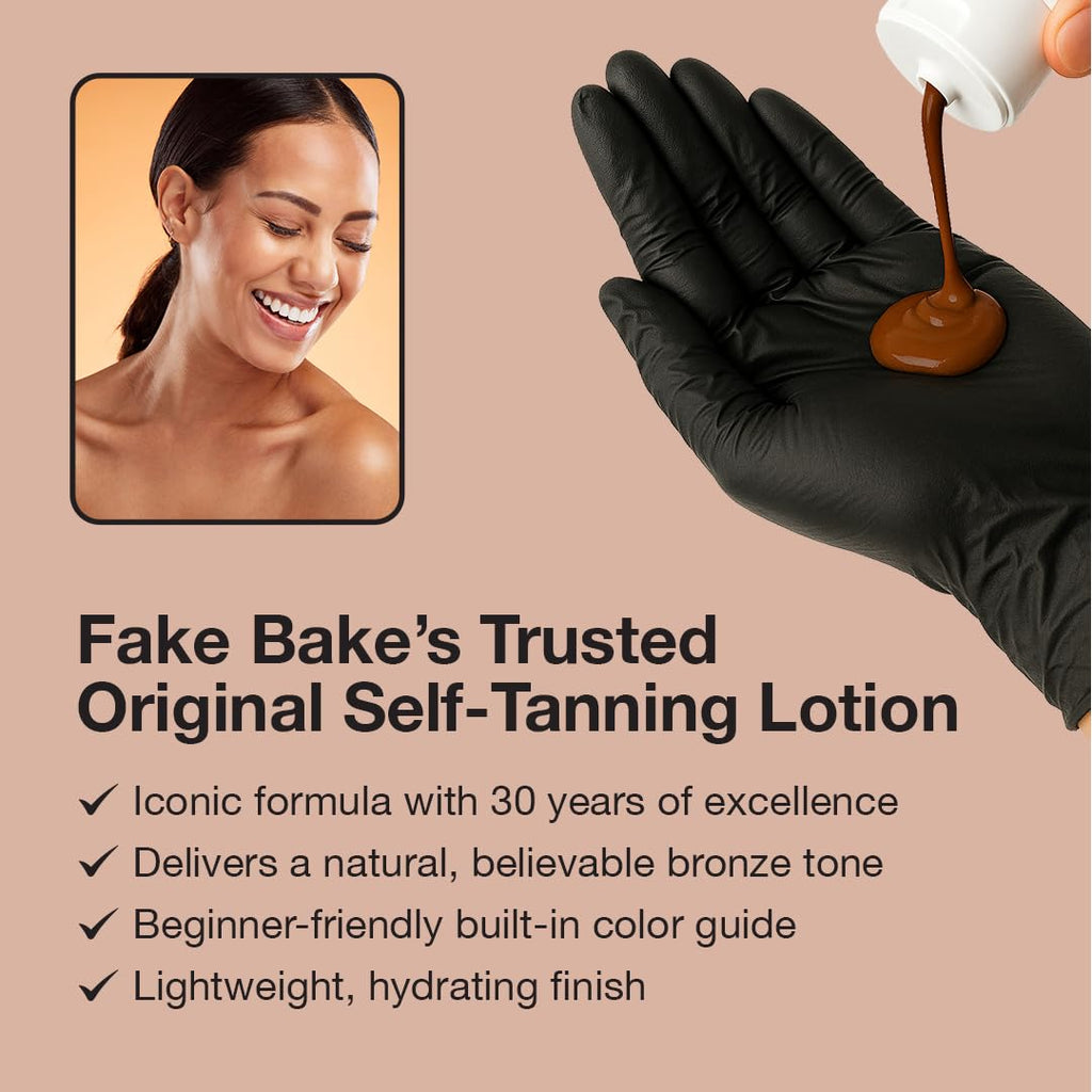 Fake Bake Original Self-Tanning Lotion – Buildable, Natural Sunless Tan for All Skin Tones (6 oz) | Streak-Free & Long-Lasting