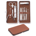 FAMILIFE 9-Piece Manicure Set for Men | Stainless Steel Nail Kit with Leather Case