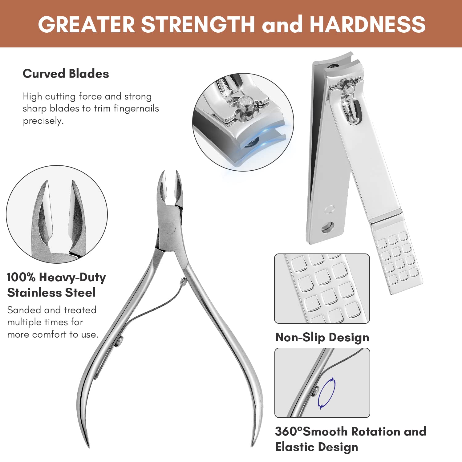 FAMILIFE 9-Piece Manicure Set for Men | Stainless Steel Nail Kit with Leather Case