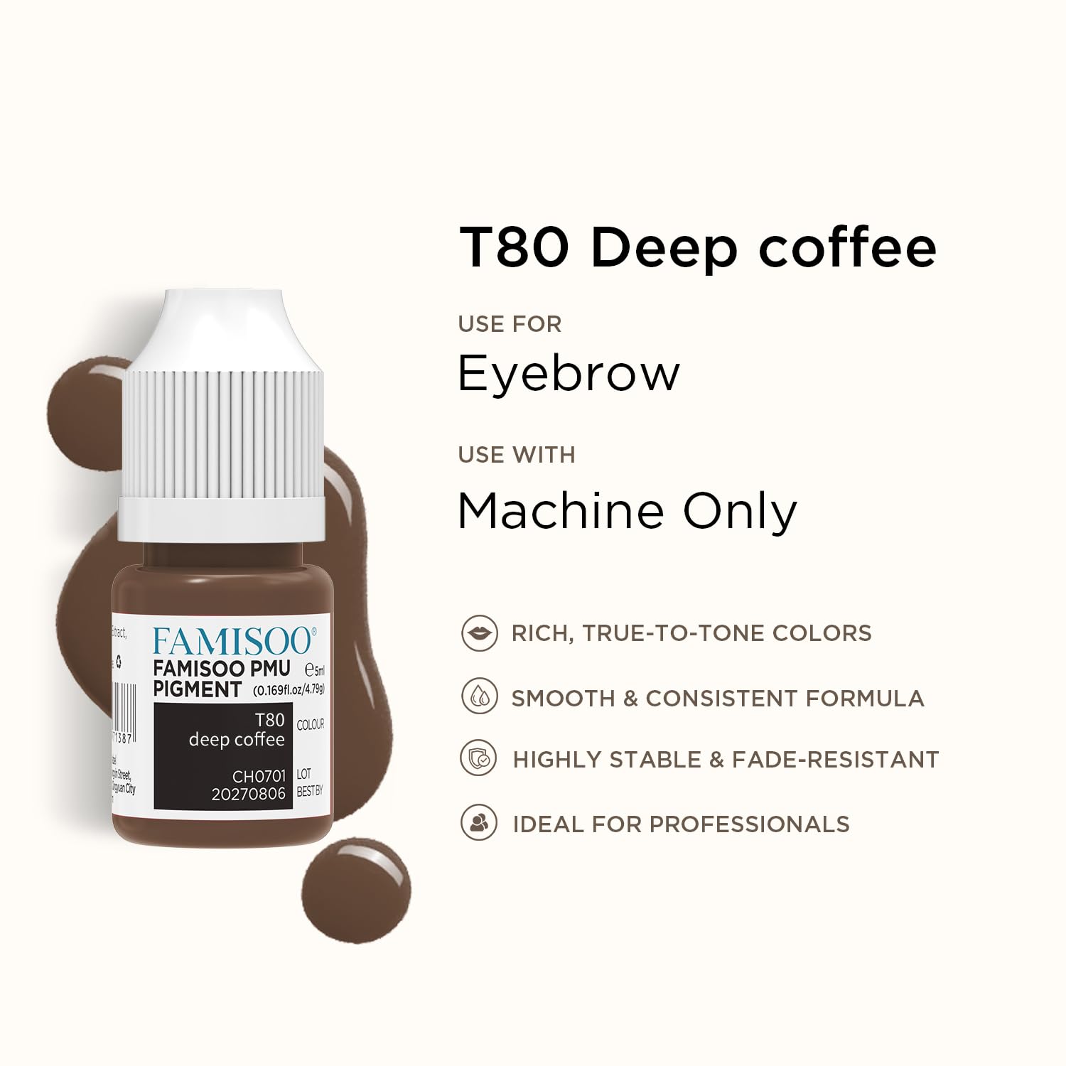 FAMISOO PMU Eyebrow Pigments 0.169oz/5ml | Long-Lasting Microblading Ink