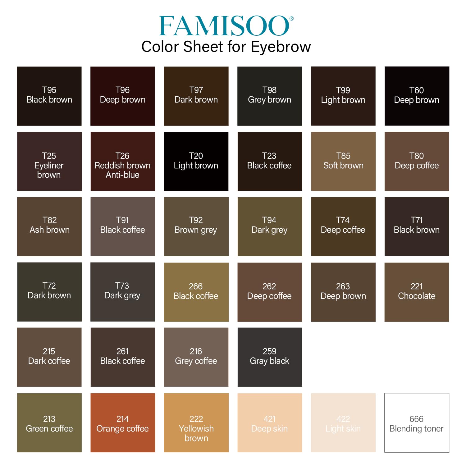 FAMISOO PMU Eyebrow Pigments 0.169oz/5ml | Long-Lasting Microblading Ink