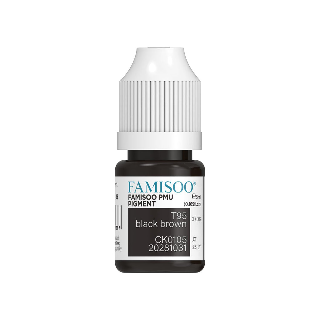 FAMISOO PMU Pigments for Eyebrow 5ml – T95 Black Brown, Long-Lasting Microblading Ink