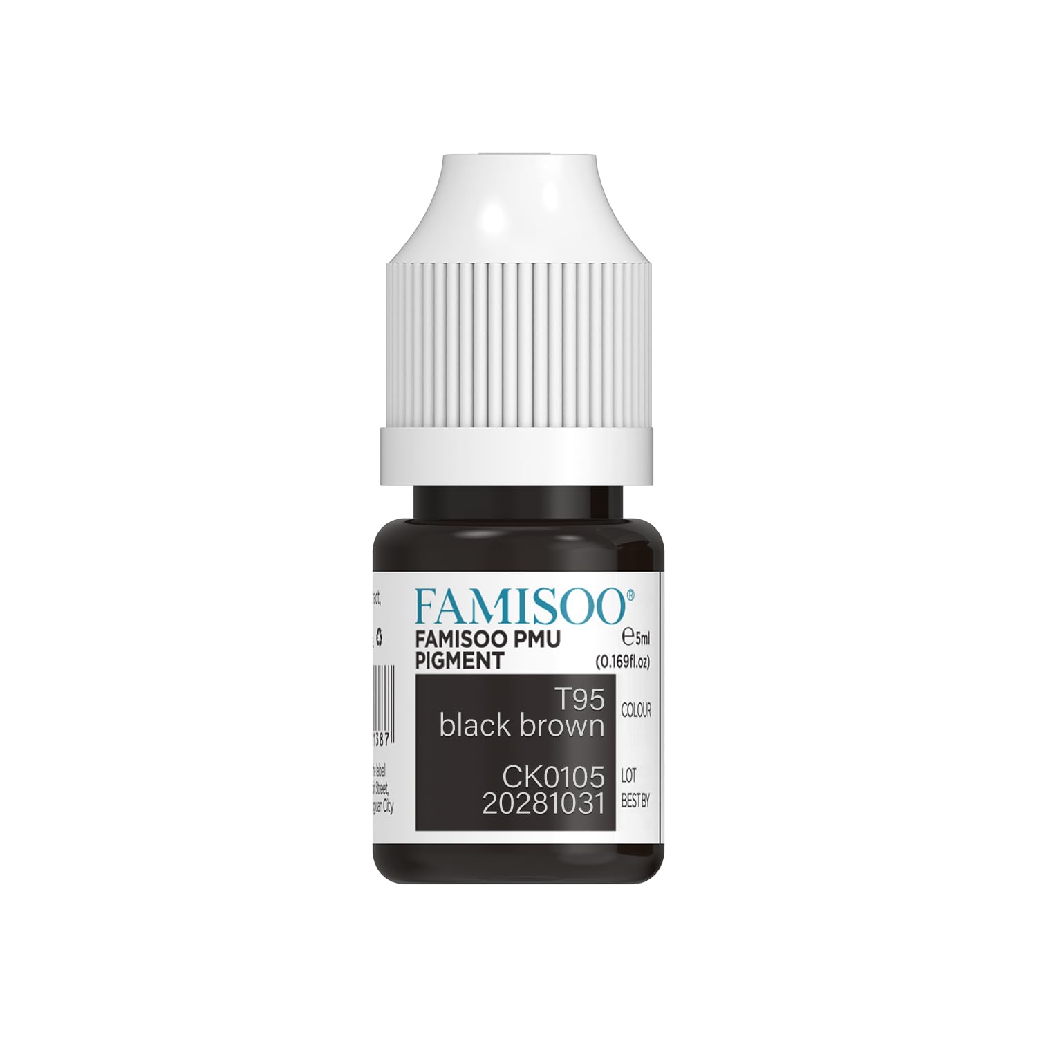 FAMISOO PMU Pigments for Eyebrow 5ml – T95 Black Brown, Long-Lasting Microblading Ink