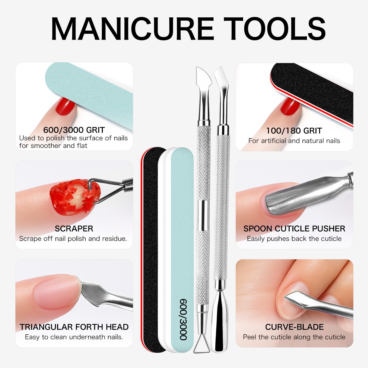 Fanisn Gel Nail Polish Remover Kit – No Soak, 15ml, 2-5 Min Removal, Includes Cuticle Pusher & Nail File