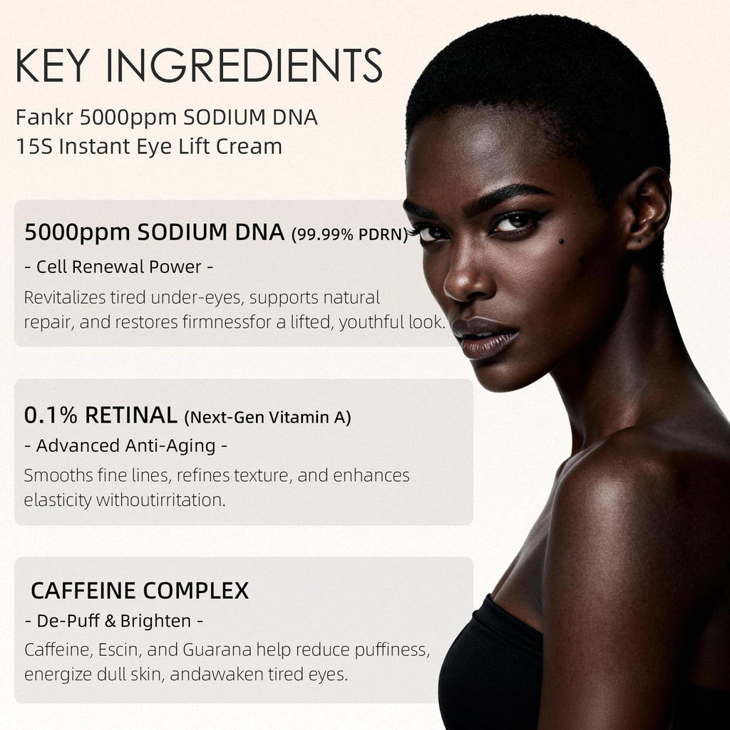 Fankr 15-Second Eye Lift Cream | Sodium DNA, 0.1% Retinal, Caffeine & Peptides