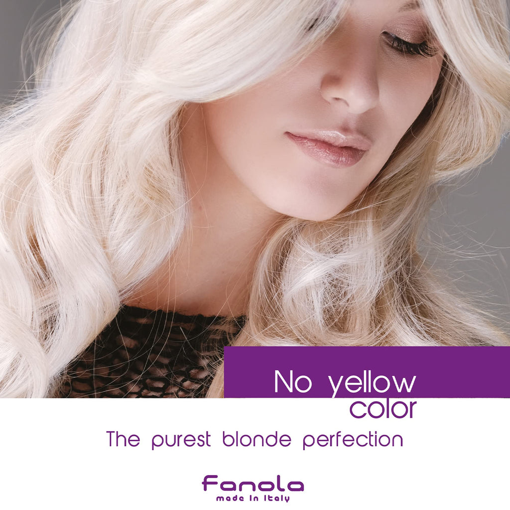 Fanola No Yellow Purple Shampoo - Neutralizes Brassiness for Blondes, Bleached & Grey Hair (11.83 fl oz)