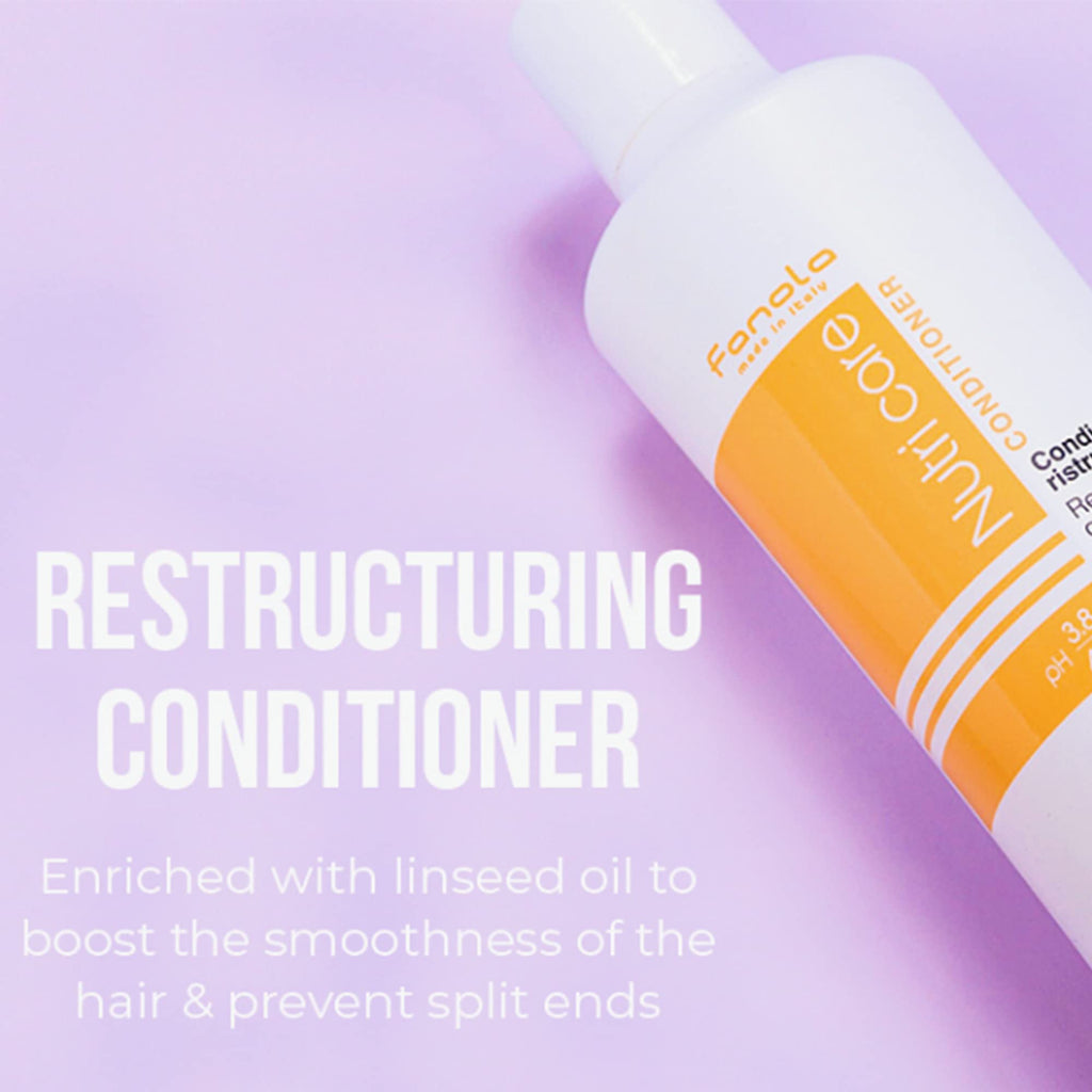 Fanola No Yellow Shampoo & Nutri Care Restructuring Deep Conditioner 11.8 oz / 2pk – Anti-Brass Purple Toner for Blonde & Damaged Hair