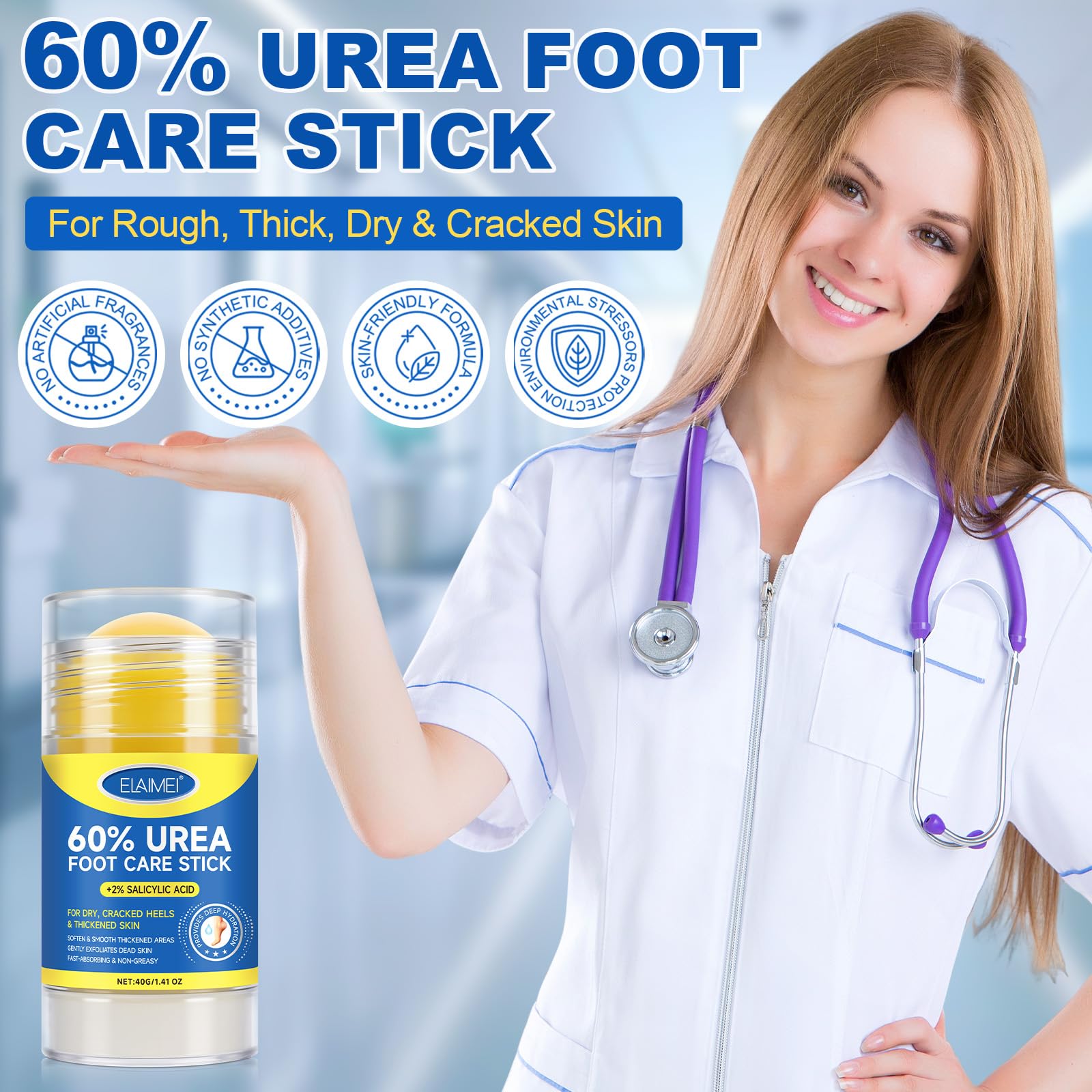 FANSHI 60% Urea Cream Stick – 2-Pack Deep Moisturizing Foot Care for Dry, Cracked Heels