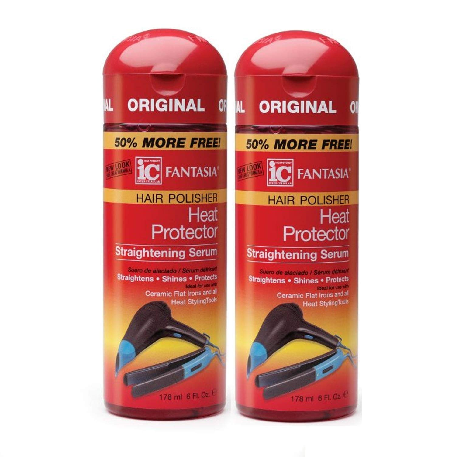 Fantasia High Potency IC Heat Protector Serum – Hair Polisher, 6 oz (Pack of 2)