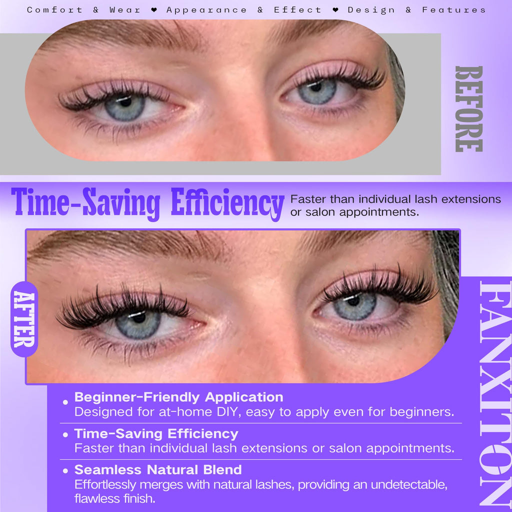 FANXITON Wispy Lash Clusters Kit — Natural Look DIY Lash Extensions (10–18mm)