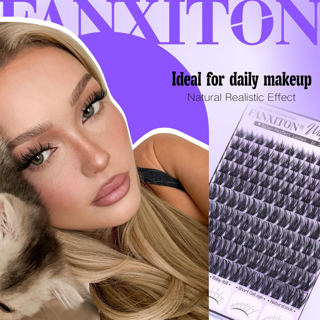 FANXITON Wispy Lash Clusters Kit — Natural Look DIY Lash Extensions (10–18mm)