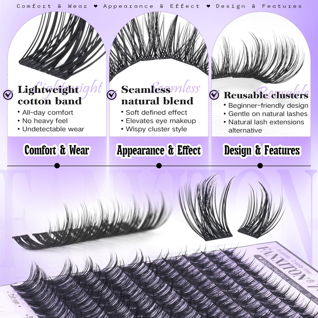 FANXITON Wispy Lash Clusters Kit — Natural Look DIY Lash Extensions (10–18mm)