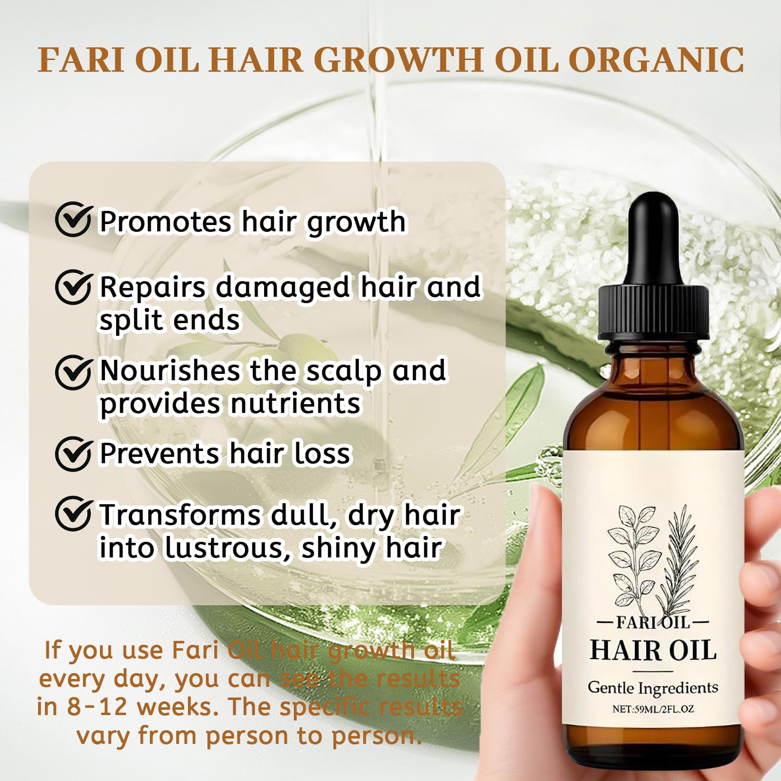 Fari Oil Hair Growth Oil | Botanical Scalp Oil for All Hair Types – 2oz (1 PCS)