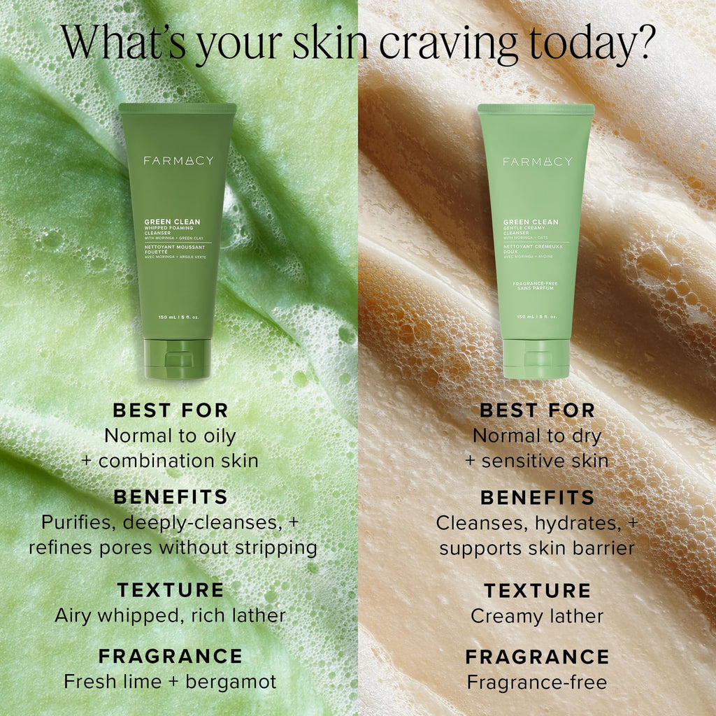 Farmacy Gentle Creamy Face Cleanser – Hydrating, Fragrance-Free Cleanser for Sensitive Skin | Aloe & Moringa