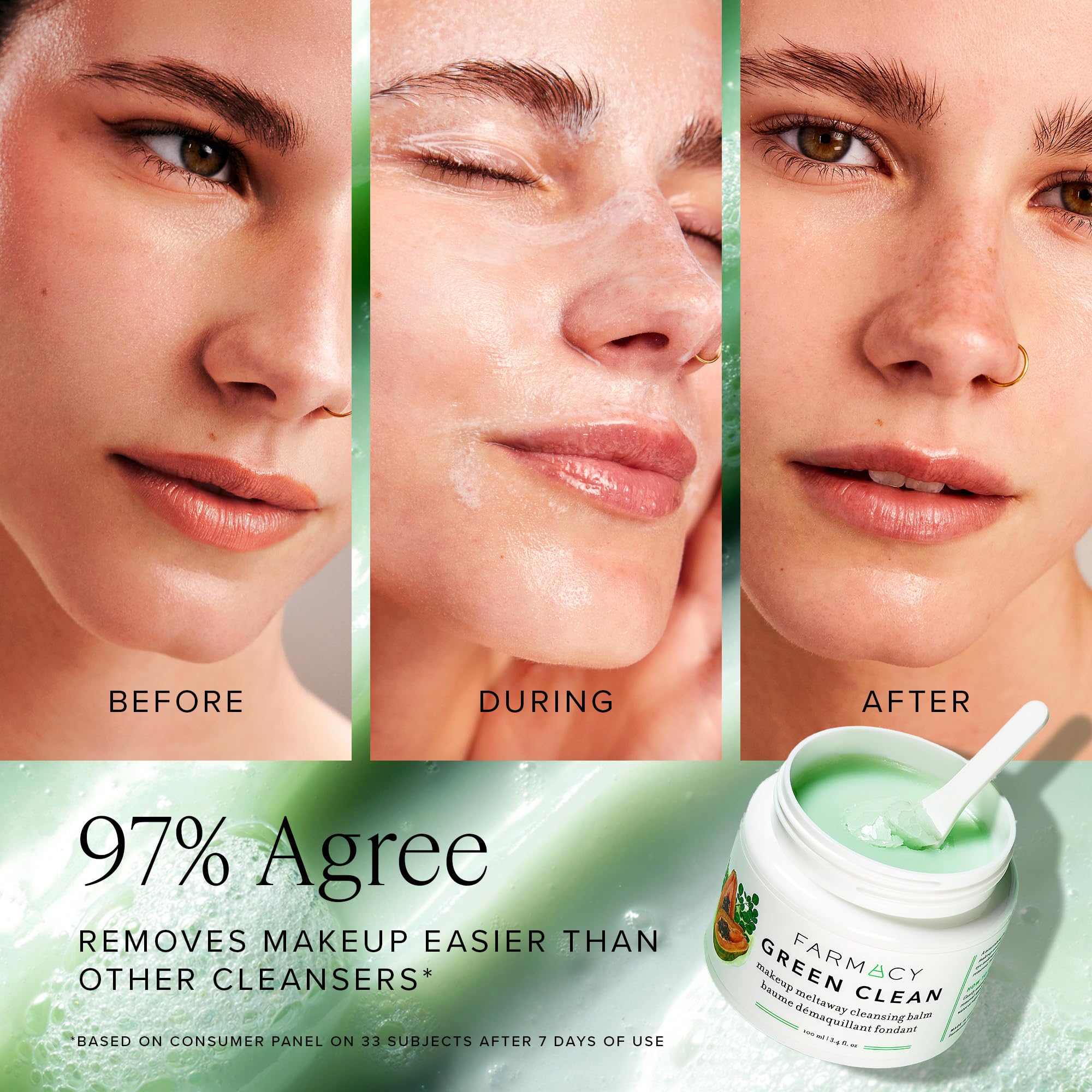 Farmacy Green Clean Makeup Remover Balm – Melt Makeup, Remove SPF, Hydrate Skin (12ml)
