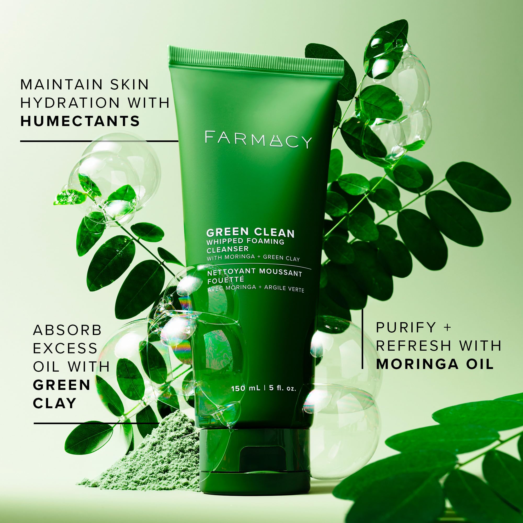 Farmacy Foaming Face Wash for Oily Skin – Oil-Free, Gentle Cleanser with Green Clay (50ml)