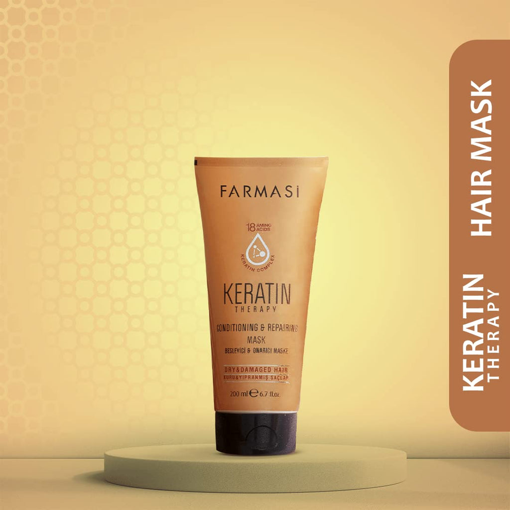 FARMASi Keratin Therapy Shampoo & Hair Mask Set – Repairing Cleanse + Deep Conditioning for Dry, Damaged Hair