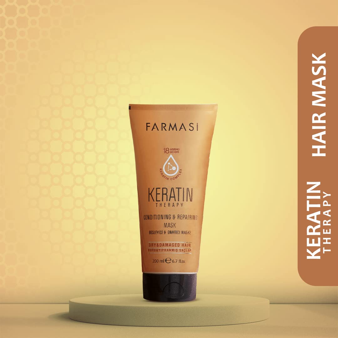FARMASi Keratin Therapy Shampoo & Hair Mask Set – Repairing Cleanse + Deep Conditioning for Dry, Damaged Hair