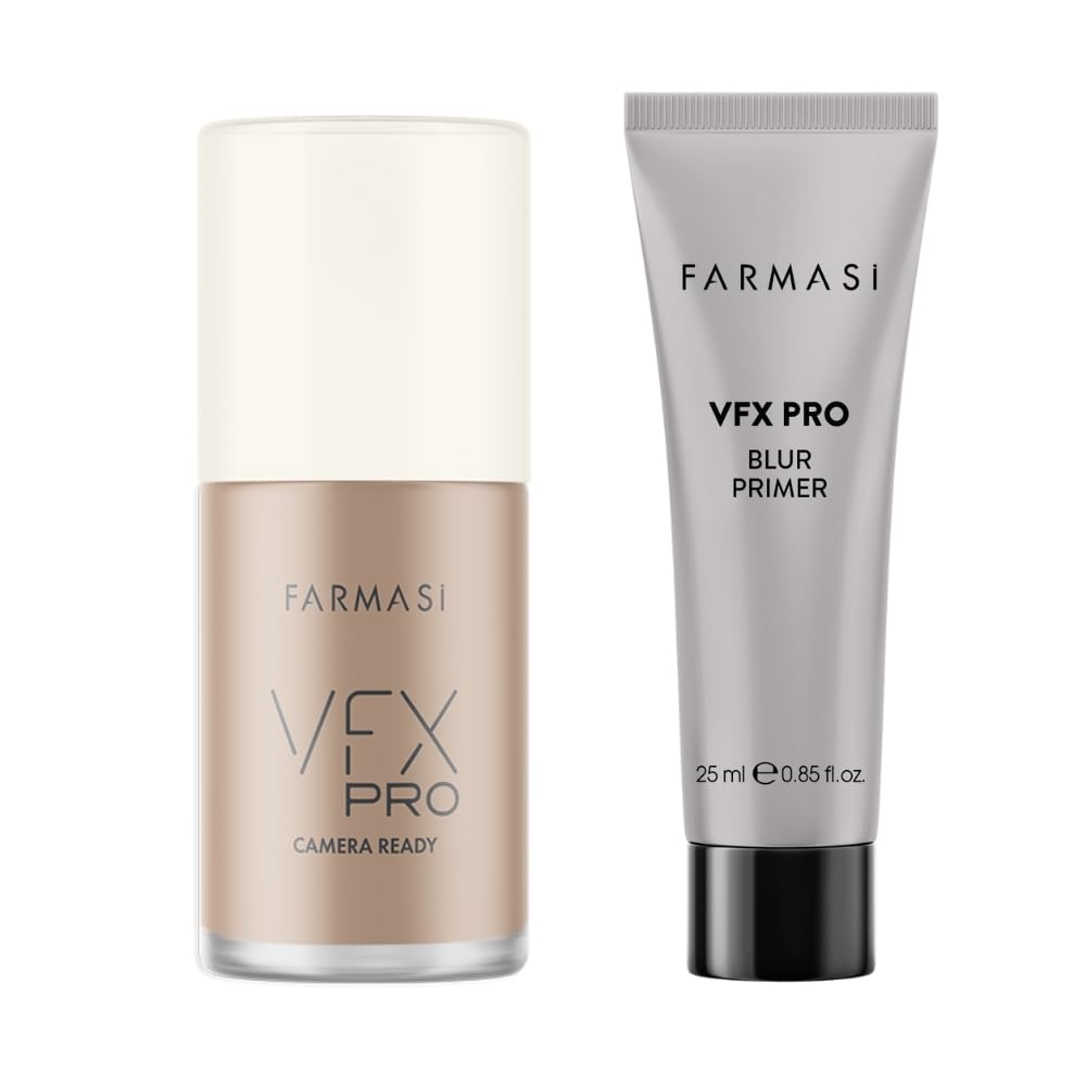 FARMASi VFX Pro Natural Beige Foundation & Primer Set – Long-Lasting, Breathable, Matte Finish