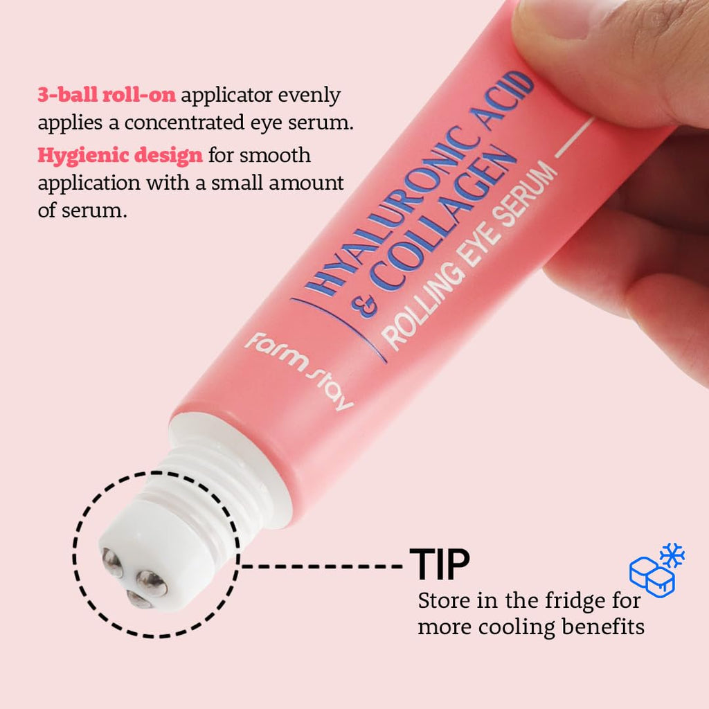 Farmstay Hyaluronic Acid Roll-On Eye Serum – 2% Niacinamide & Collagen