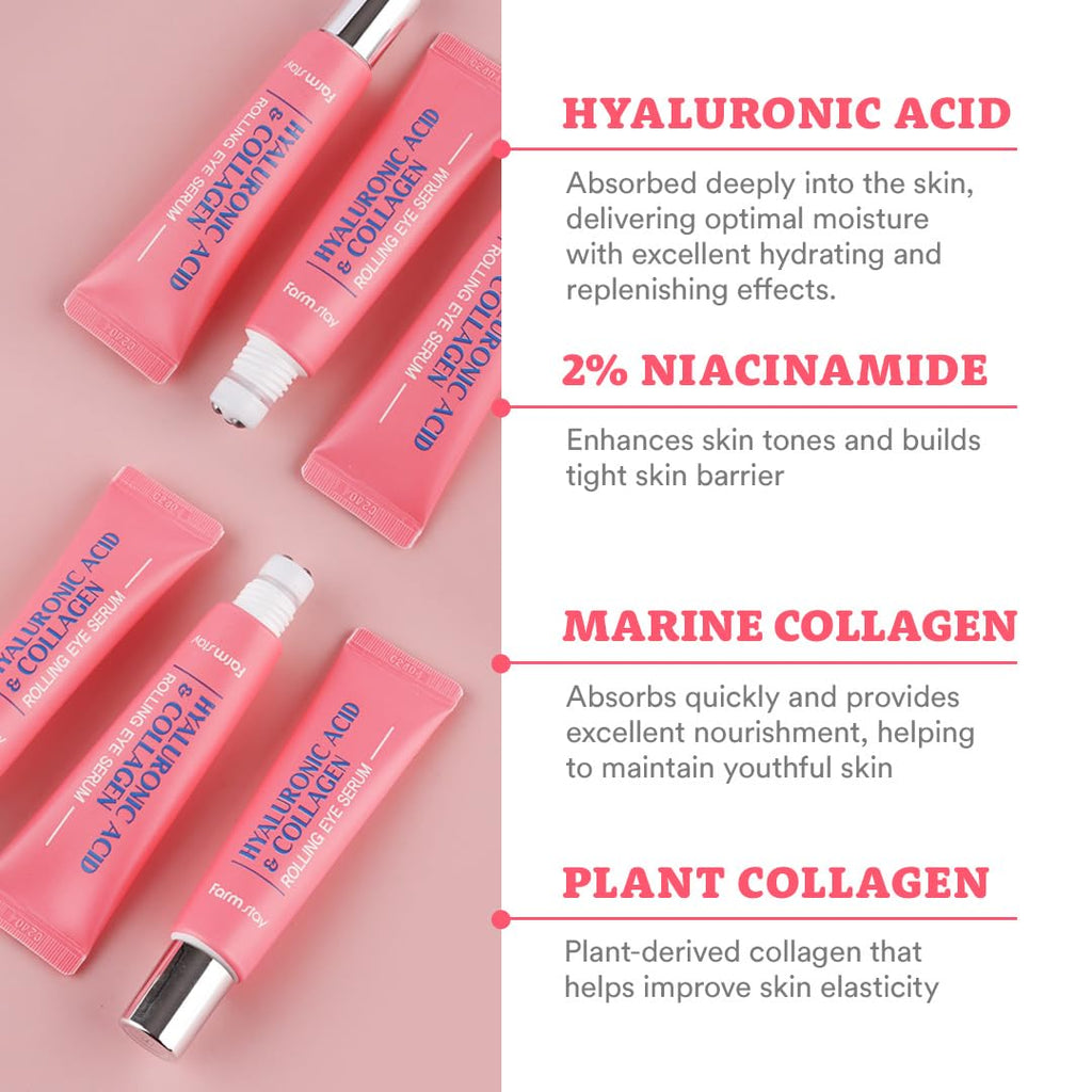 Farmstay Hyaluronic Acid Roll-On Eye Serum – 2% Niacinamide & Collagen