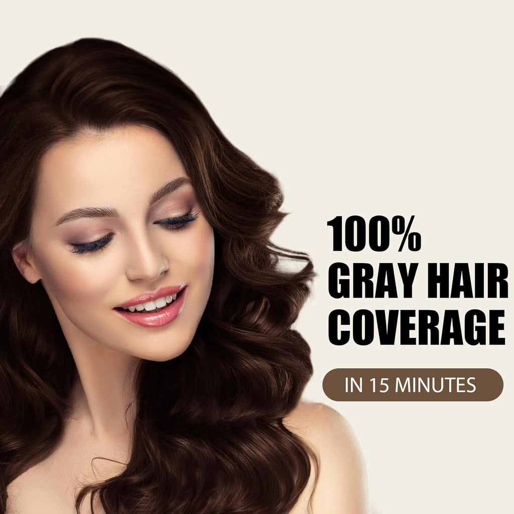 Farndu Dark Brown Hair Dye Shampoo 3-in-1 – 15 Min Gray Coverage, Herbal Semi-Permanent Color