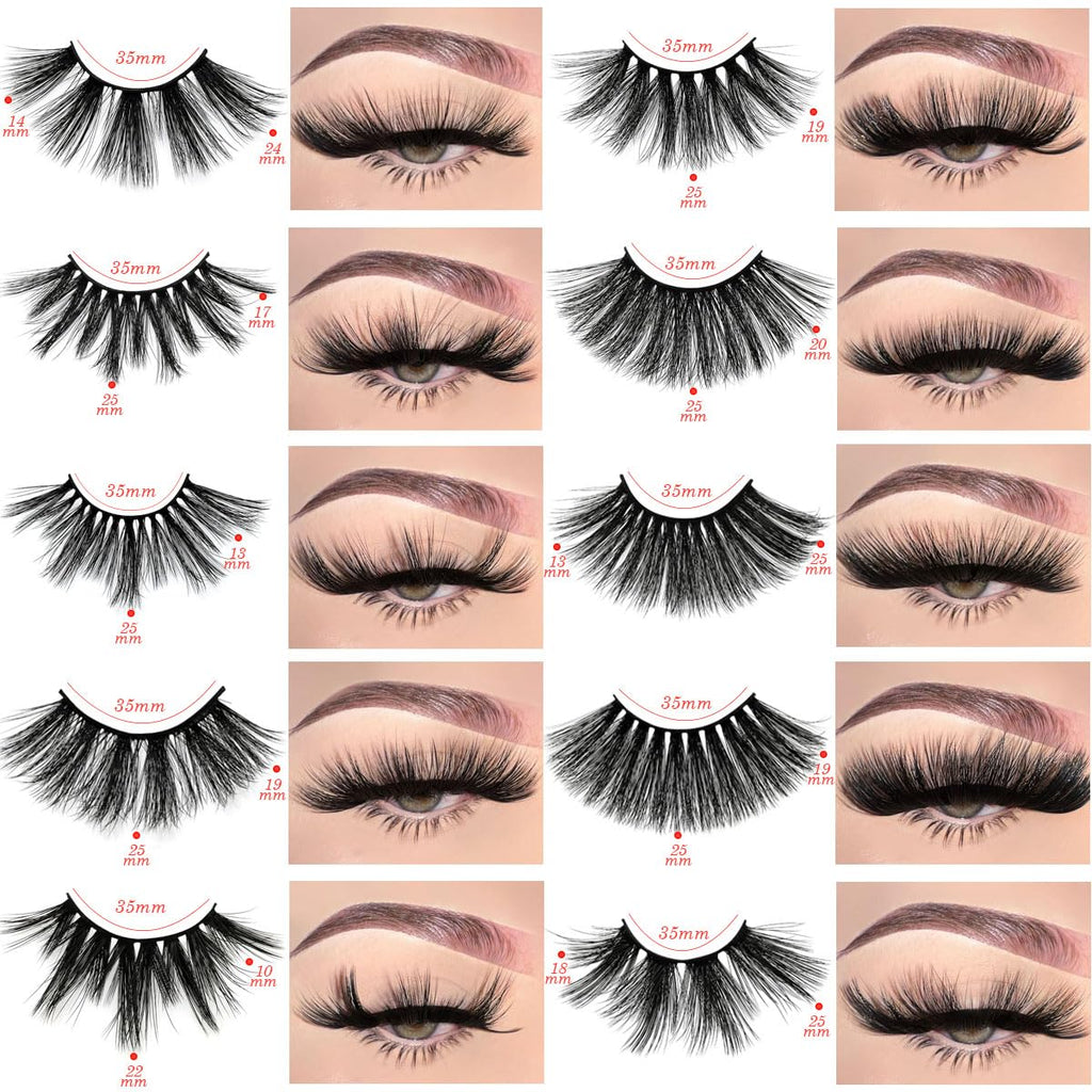 FARRED 25mm Faux Mink Lashes – 50 Pairs, 10 Styles, 6D Dramatic Bulk Lashes