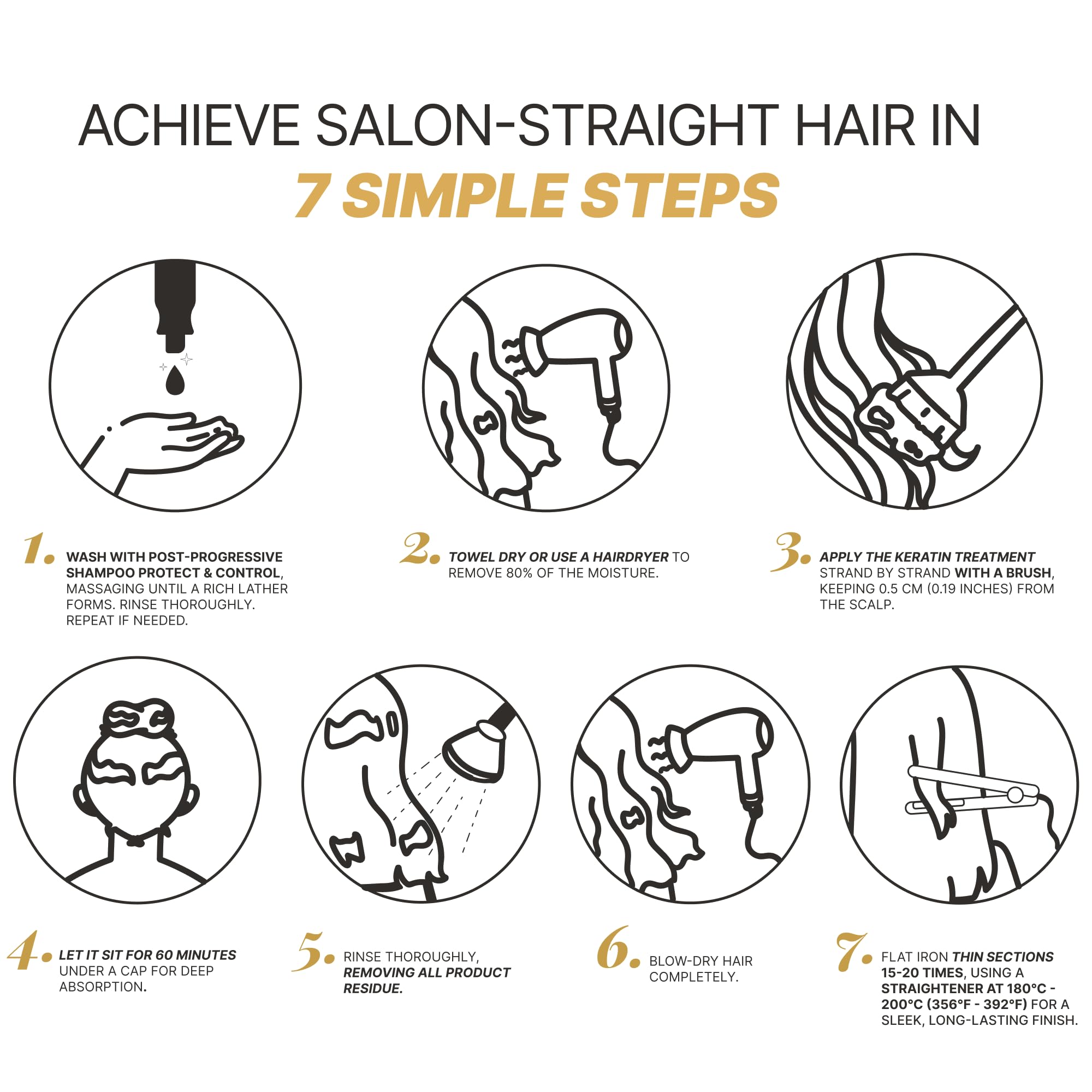 Fashion Gold Keratin Hair Treatment - 6 Uses per Bottle (Formaldehyde-Free)
