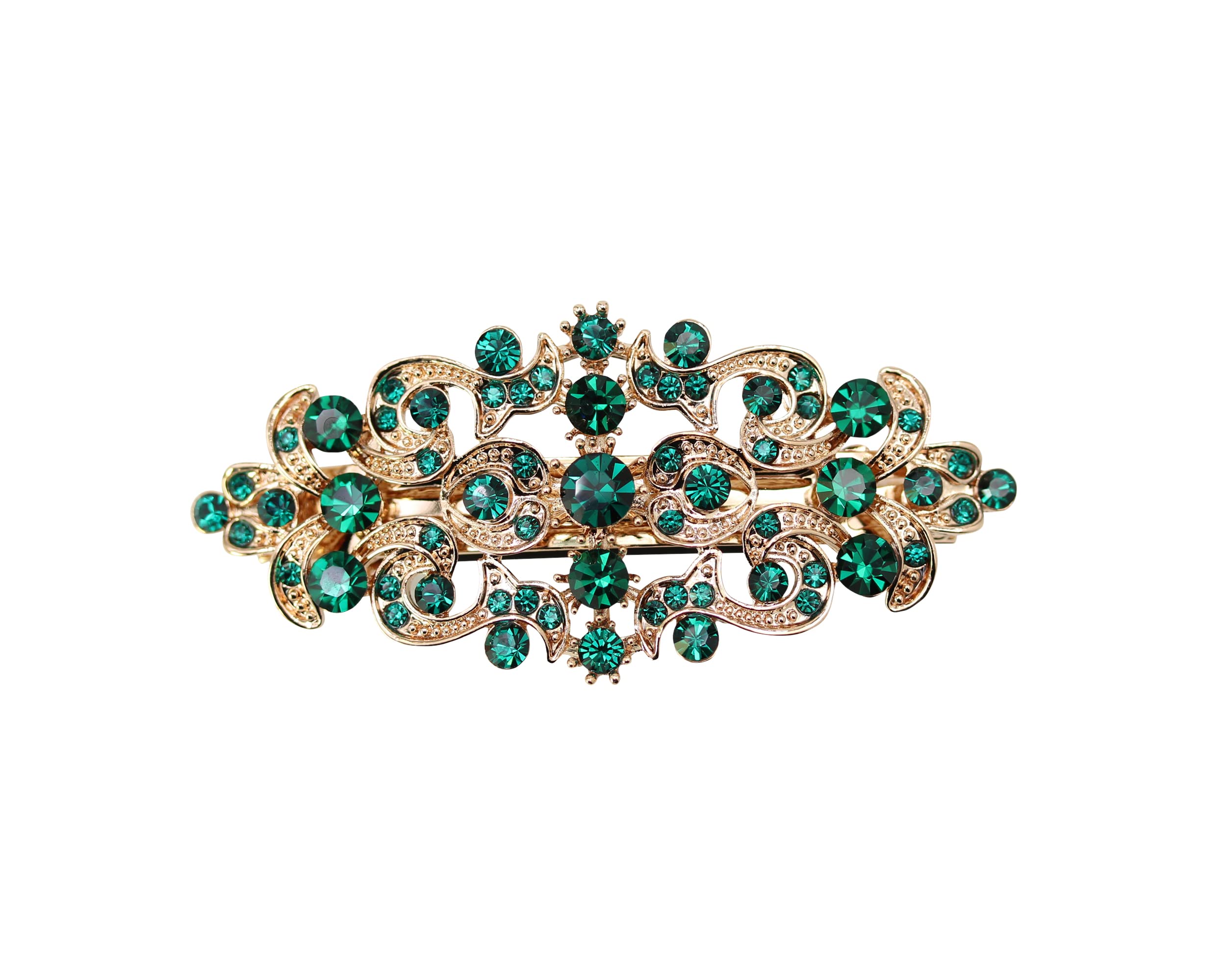 Faship Gorgeous Green Rhinestone Crystal Hair Barrette – Emerald Green Hair Jewelry