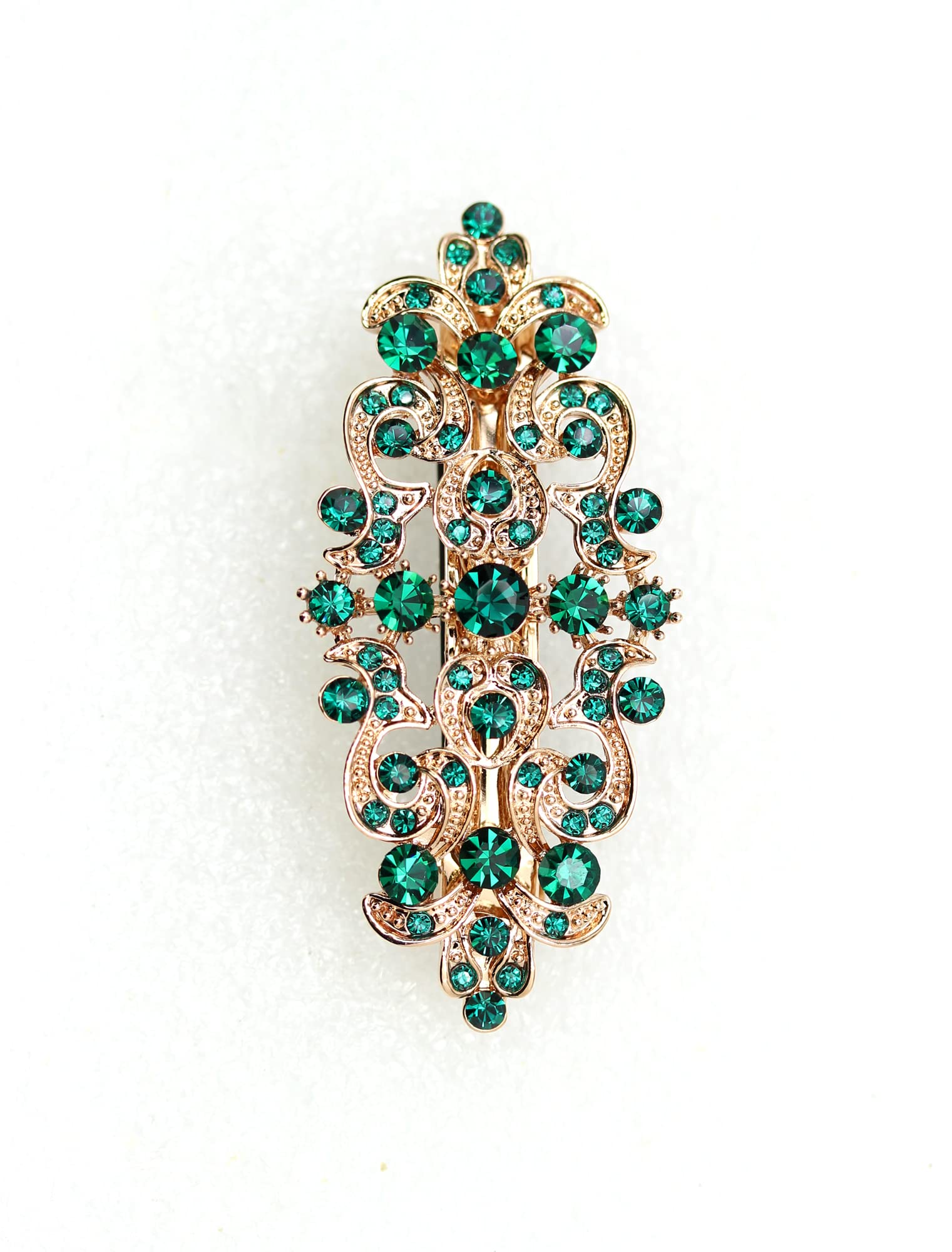 Faship Gorgeous Green Rhinestone Crystal Hair Barrette – Emerald Green Hair Jewelry